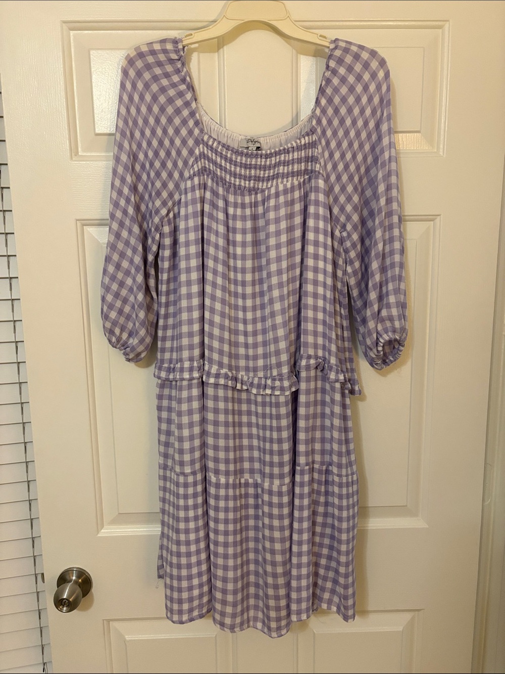 Polagram Lavender Gingham Midi Dress